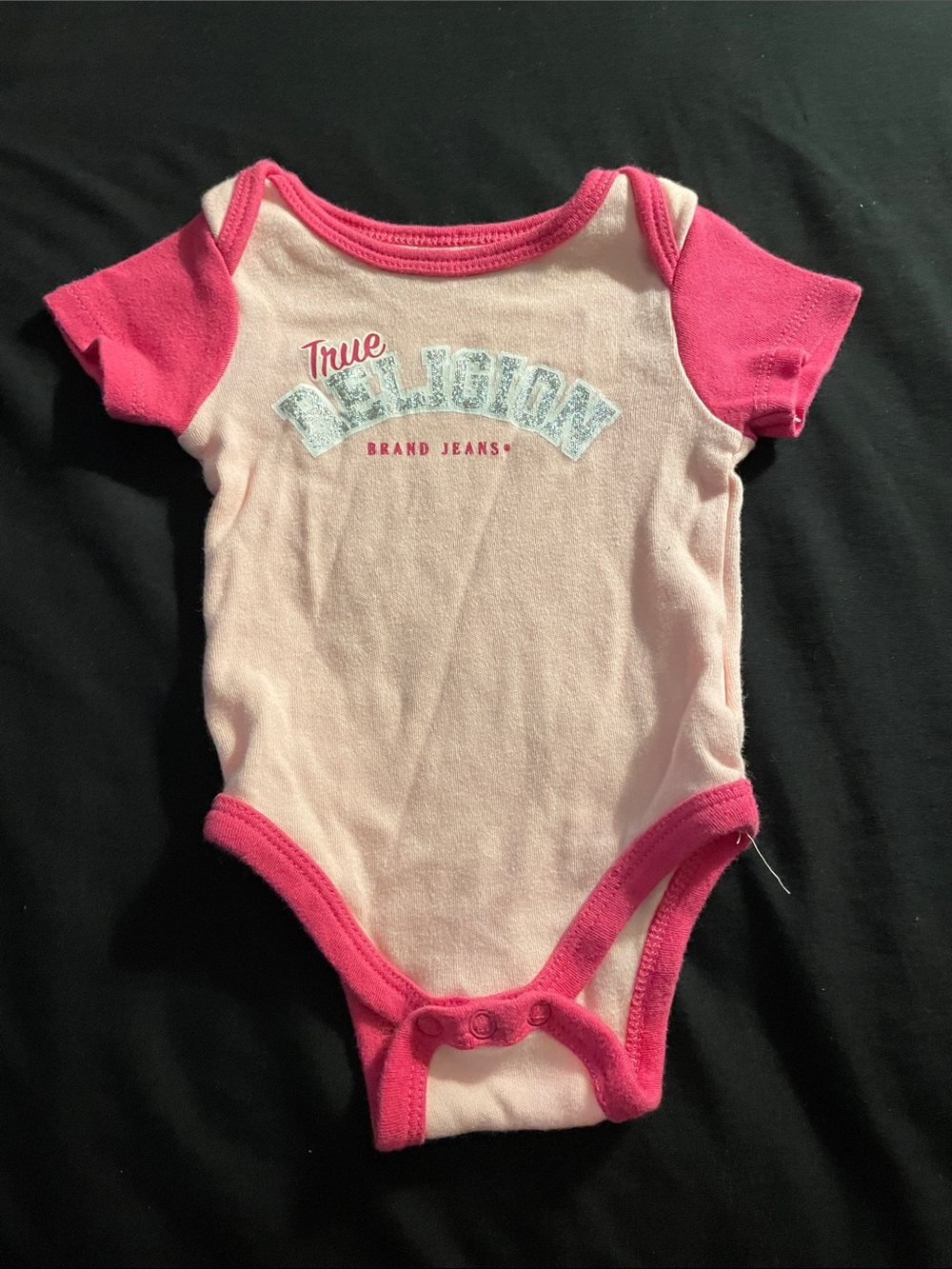 True Religion Pink and Hot Pink Baby One-Piece Bodysuit